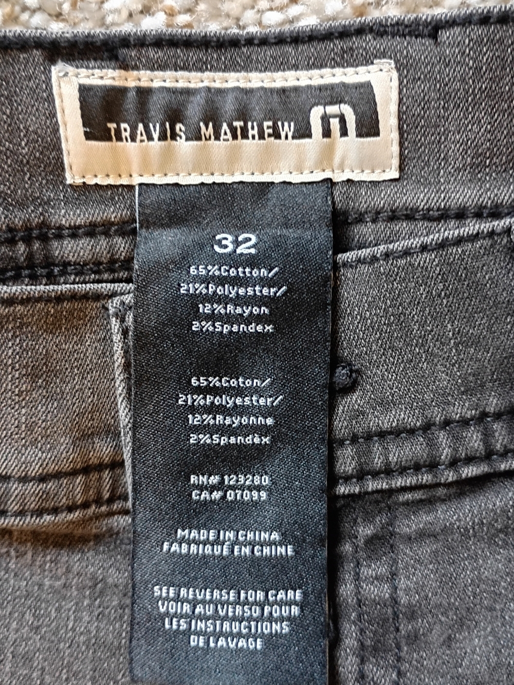 Travis Mathew Men's Charcoal Grey Washed Jeans Straig Leg 32x30 - Picture 7 of 13